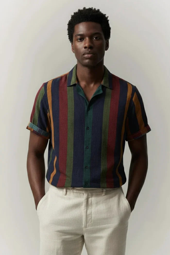 Camisa Manga Curta Leve Listrada Alvestore