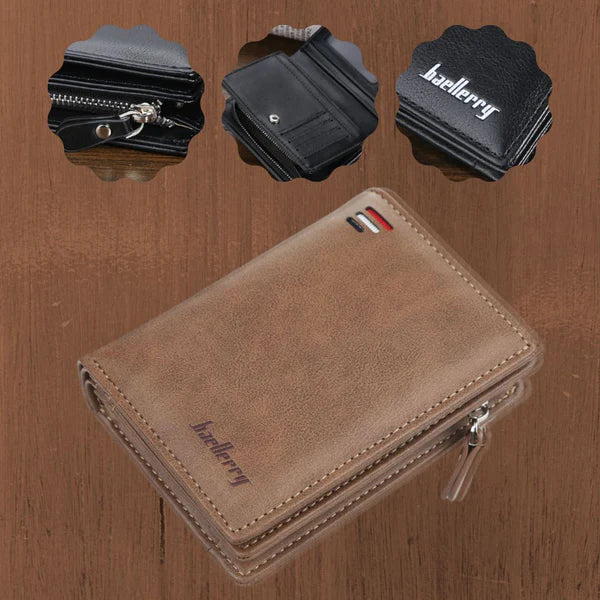 Carteira Masculina de Couro Vertical com Zíper