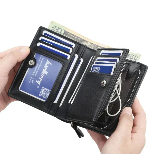 Carteira Masculina de Couro Vertical com Zíper