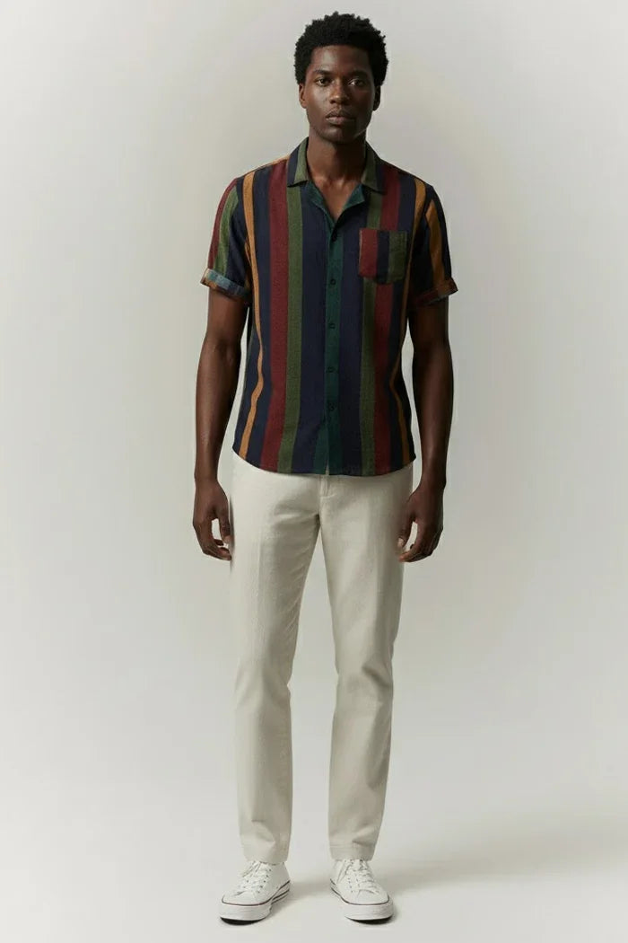 Camisa Manga Curta Leve Listrada Alvestore