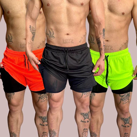 Shorts de Compressão Duplo MaxRun - COMPRE 1 LEVE 3