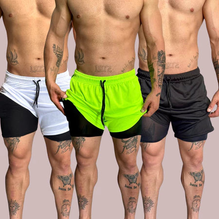 Shorts de Compressão Duplo MaxRun - COMPRE 1 LEVE 3