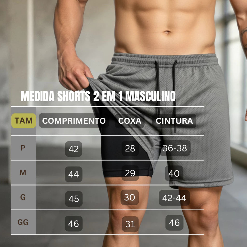 Shorts de Compressão Duplo MaxRun - COMPRE 1 LEVE 3
