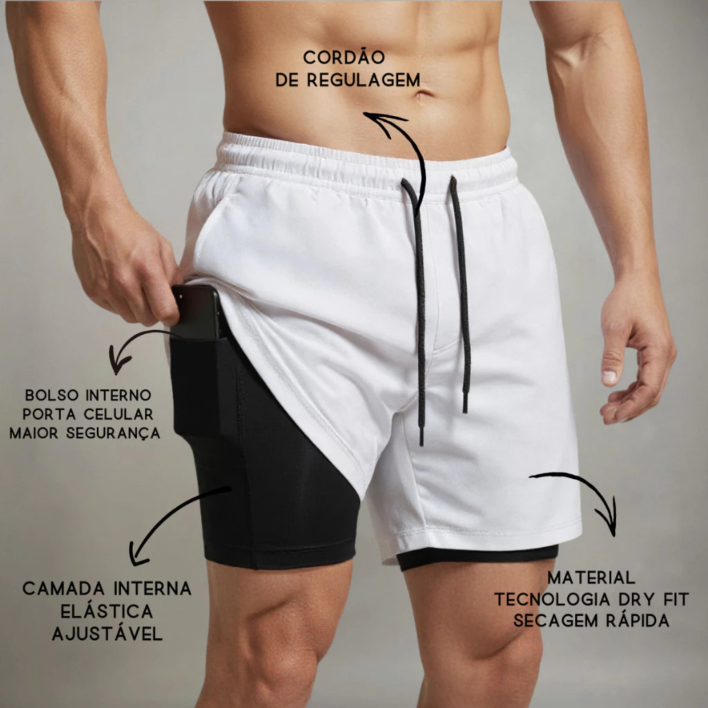 Shorts de Compressão Duplo MaxRun - COMPRE 1 LEVE 3