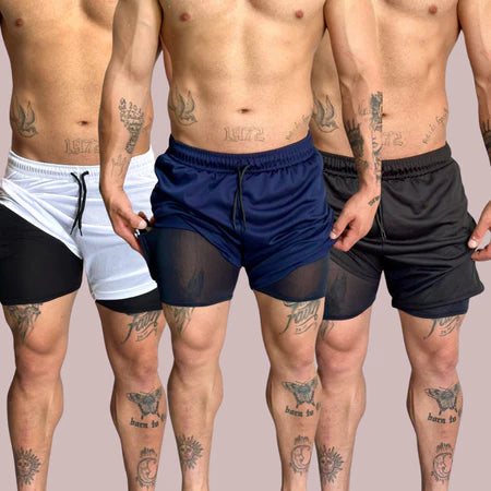 Shorts de Compressão Duplo MaxRun - COMPRE 1 LEVE 3