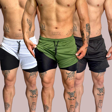 Shorts de Compressão Duplo MaxRun - COMPRE 1 LEVE 3