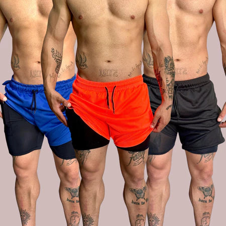 Shorts de Compressão Duplo MaxRun - COMPRE 1 LEVE 3